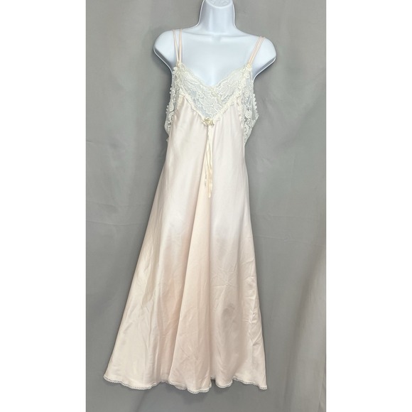 Vintage Christian Dior Blush Pink Nightgown Lingerie Lace Spaghetti Strap M Y2K